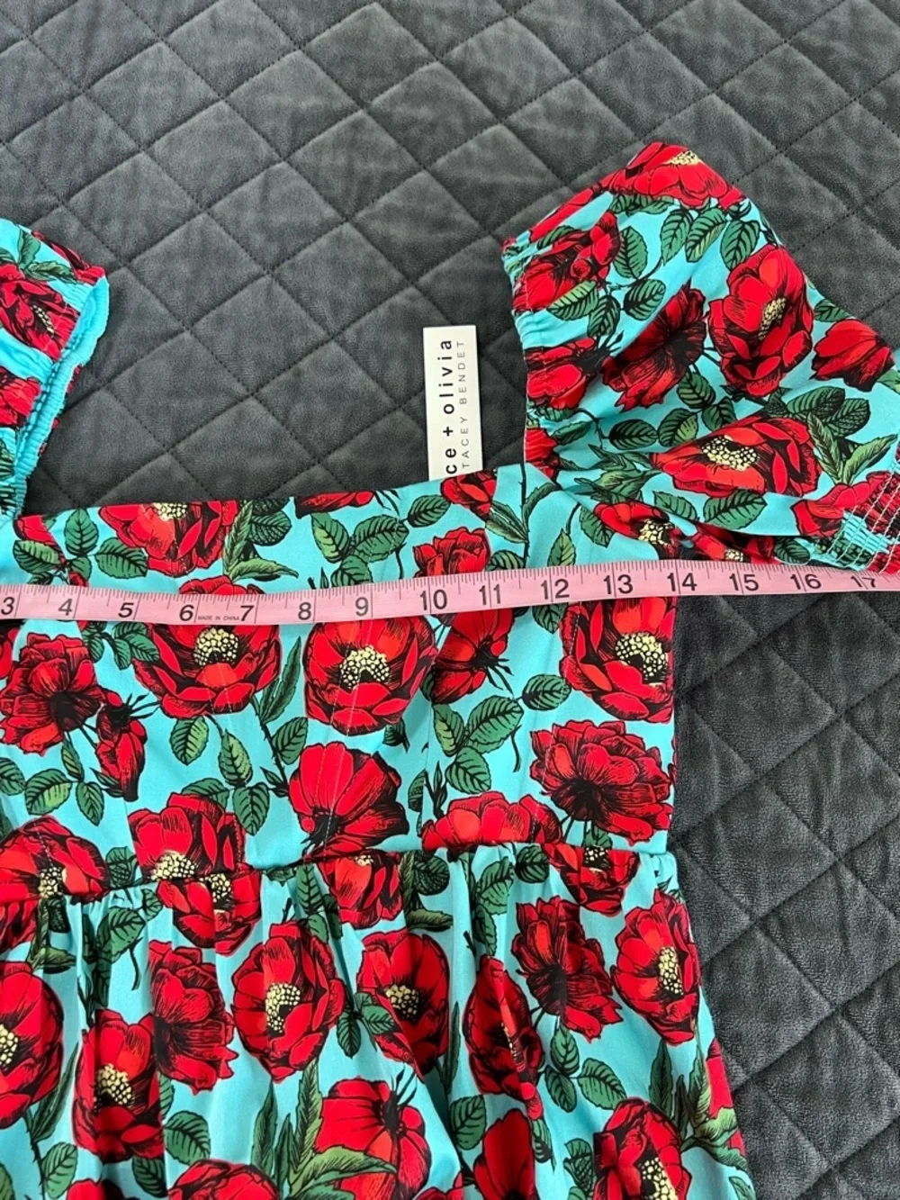 Alice + Olivia Mini Dress Woman Size 0 Beach Bliss Aqua Reyna Floral Empire B12